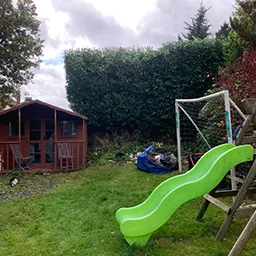 green slide in a garden